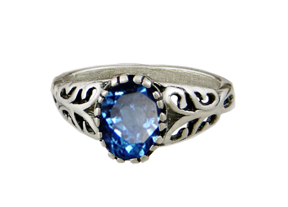 Sterling Silver Gemstone Ring With Blue Quartz Size 6